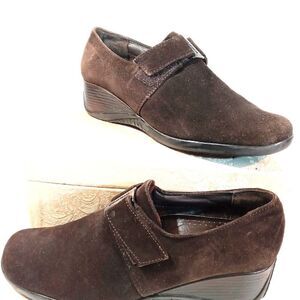 Aquatalia Womens Brown Suede Leather Wedge shoe sz 8